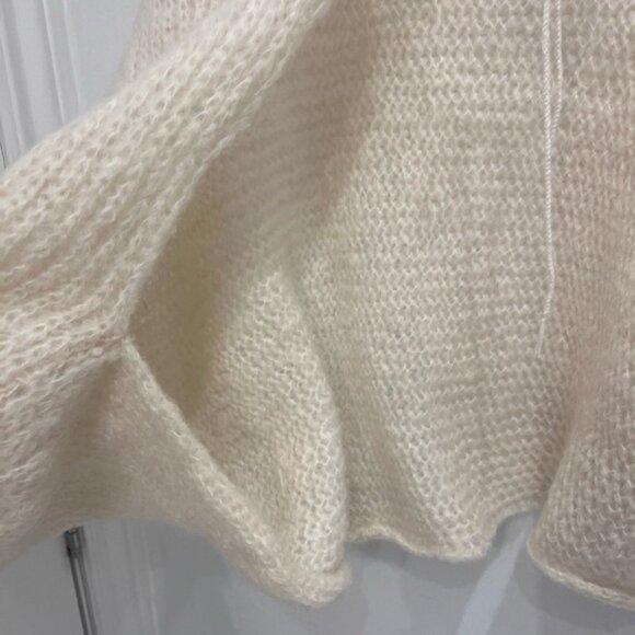 Handmade Drop Shoulder Open FrontCrop Cardigan beige ballon sleeve - Picture 3 of 8